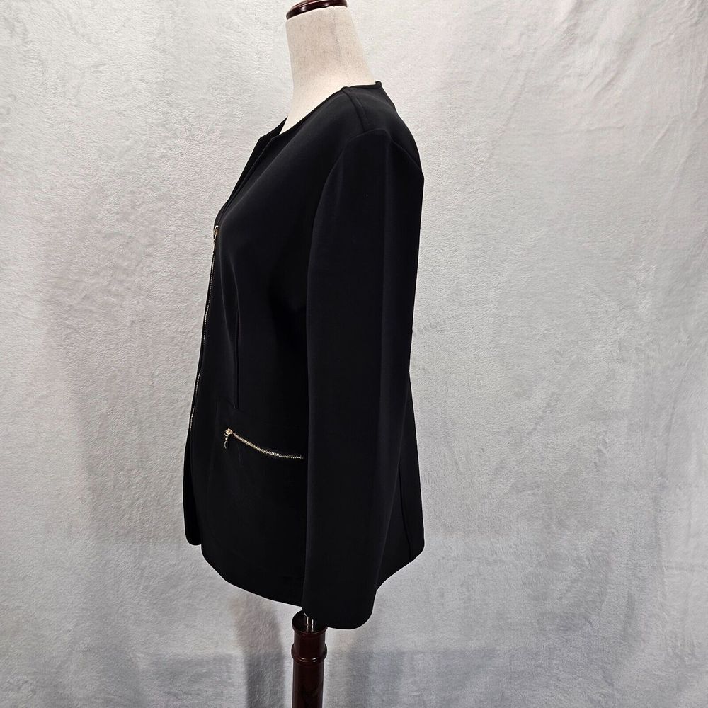Chico's Travelers Jacket Womens 0 Full‎ Zip Black Cardigan Work Career Coat EUC - Picture 3 of 12
